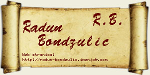 Radun Bondžulić vizit kartica